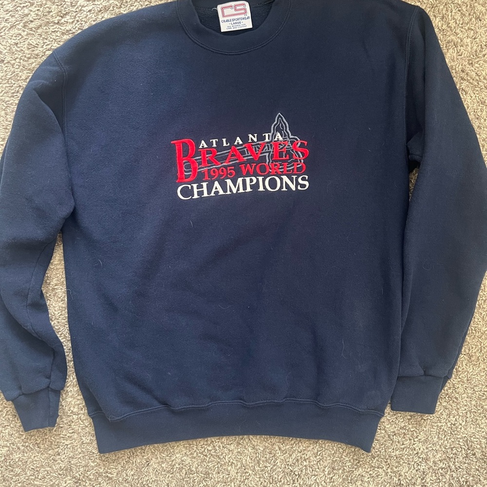 Navy Atlanta Braves 1995 World Champions Sweater